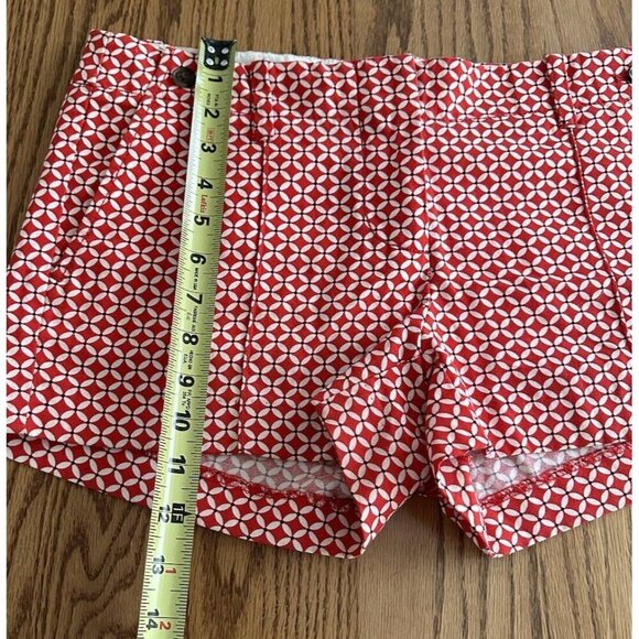 J Crew Women’s City Fit Chino Shorts Size 4 Red Orange White Flat Front Side Zip - Picture 6 of 10